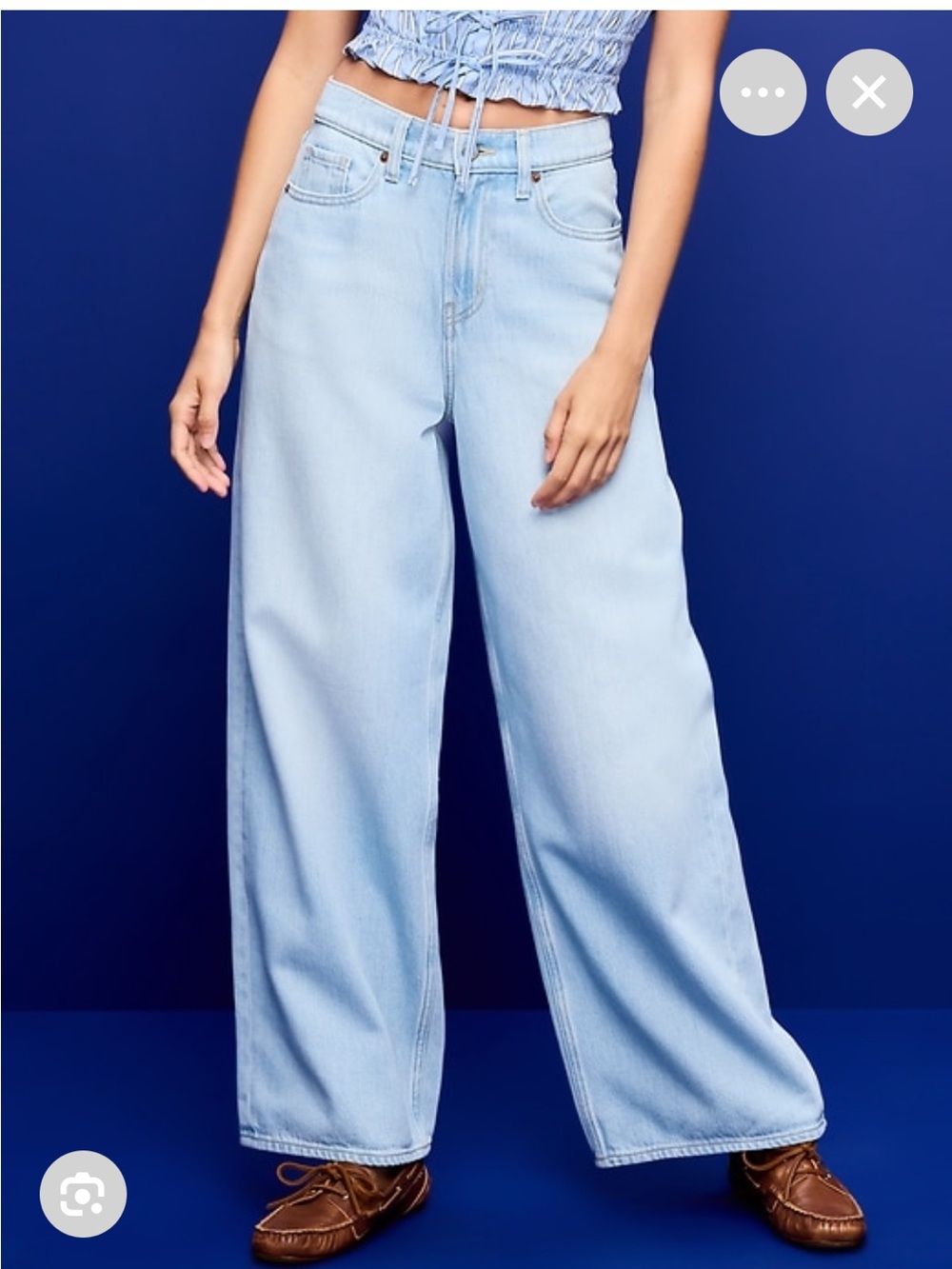 NWT Old Navy Light Blue Baggy Wide-Leg High-Rise Drapey Denim Jeans - Size 10 - Picture 1 of 6